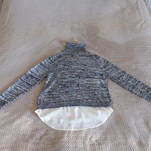 Women's DKNY Long Sleeve Turtleneck Sweater - Size L - Color Black & White